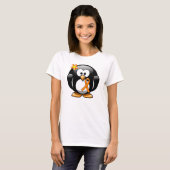 Oranje bewustzijn Ribbon Penguin T-shirt (Voorkant volledig)