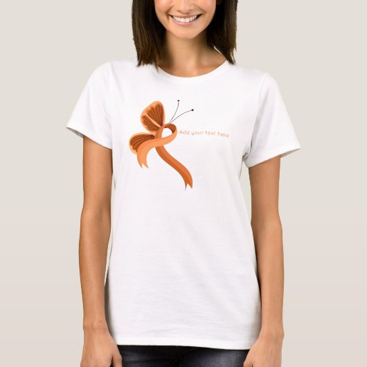 Oranje Bewustzijnslint Vlinder T-shirt (Voorkant)