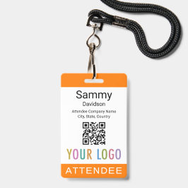 Oranje Bezoekersbadge Evenement Bezoeker QR Code L Badge