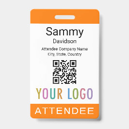 Oranje Bezoekersbadge Evenement Bezoeker QR Code L Badge