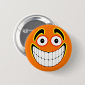 Oranje Big Grin Face Ronde Button 5,7 Cm (Voorkant /achterkant)
