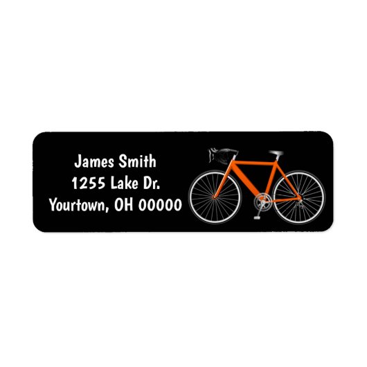 Oranje bike op zwart label (Voorkant)