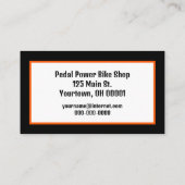 Oranje bike op zwart visitekaartje (Achterkant)