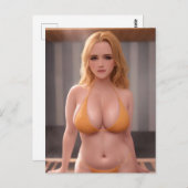 Oranje Bikini AI Fantasy Vrouw Briefkaart (Voorkant / Achterkant)