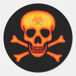 Oranje Biohazard Skull Sticker