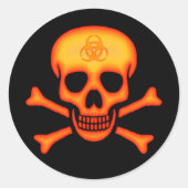 Oranje Biohazard Skull Sticker (Voorkant)