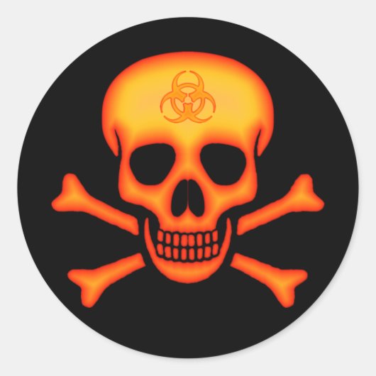 Oranje Biohazard Skull Sticker (Voorkant)