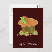 Oranje Birthday Cupcake Briefkaart (Voorkant / Achterkant)