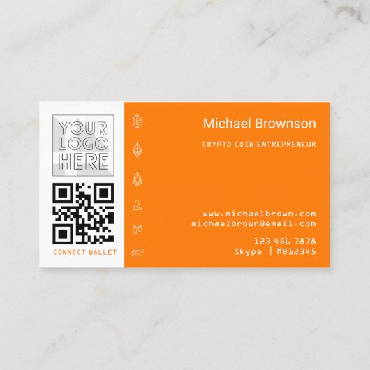 Oranje bitmunt geaccepteerde codecodecoderingstrep visitekaartje (Achterkant)