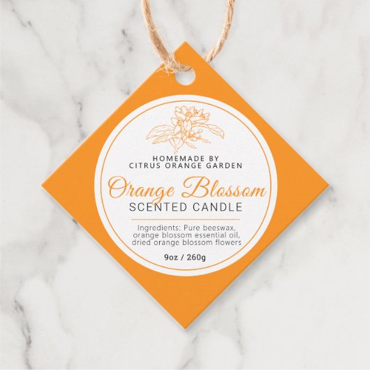 Oranje blaasschotel voor schaars bedankjes labels (Voorkant)