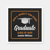 Oranje Black Afstuderen Aangepaste Graduation Part Servet (Voorkant)