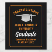 Oranje Black Afstuderen Aangepaste Graduation Part Wijn Etiket (Enkel label)