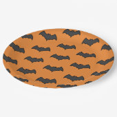 Oranje Black Bat Pattern Halloween Party Papieren Bordje (Gekanteld)