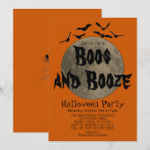 Oranje Black Boos en Booze Halloween Uitnodiging (Voorkant / Achterkant)