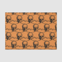 Oranje Black Cool Pattern Skull Halloween party Tissuepapier