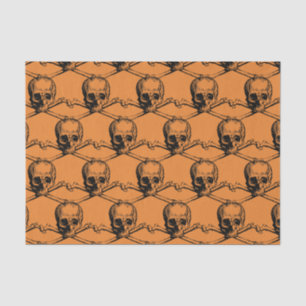 Oranje Black Cool Pattern Skull Halloween party Tissuepapier