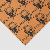 Oranje Black Cool Pattern Skull Halloween party Tissuepapier (Detail)