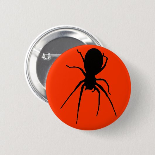 Oranje Black Creepy Spider Button (Voorkant /achterkant)