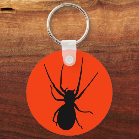 Oranje Black Creepy Spider Sleutelhanger (Voorkant)