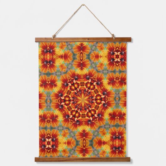 Oranje Black Eyed Susan Daisy Abstract Hangend Wandkleed (Voorkant)