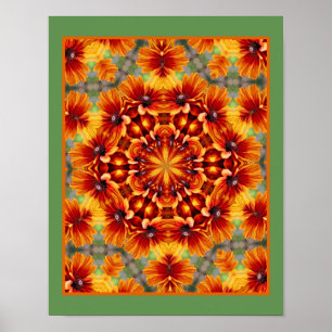 Oranje Black Eyed Susan Daisy Abstract Poster