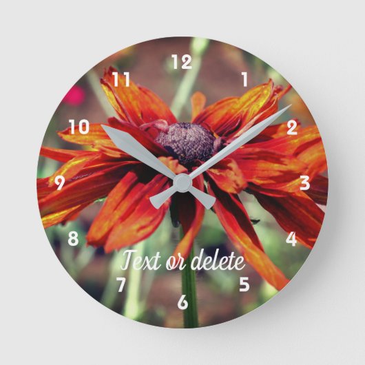 Oranje Black Eyed Susan Flower Personalized Ronde Klok (Voorkant)