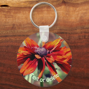 Oranje Black Eyed Susan Flower Personalized Sleutelhanger