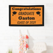 Oranje Black Gefeliciteerd Afstuderen Afstuderen Spandoek (Insitu)