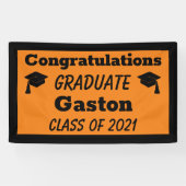Oranje Black Gefeliciteerd Afstuderen Afstuderen Spandoek (Horizontaal)