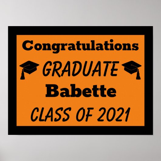 Oranje Black Gefeliciteerd Afstuderen Poster (Voorkant)