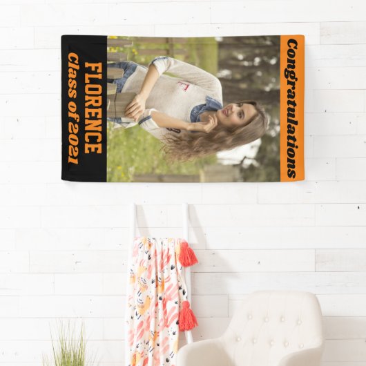 Oranje Black Gefeliciteerd Afstuderen Spandoek (Insitu)