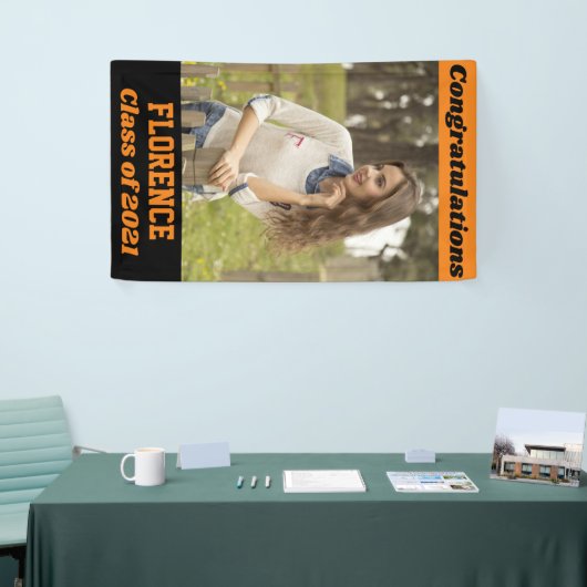 Oranje Black Gefeliciteerd Afstuderen Spandoek (Beurs)