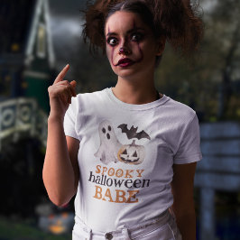 Oranje Black Ghost Spooky Halloween Babe T-shirt