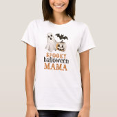 Oranje Black Ghost Spooky Halloween Mama T-shirt (Voorkant)