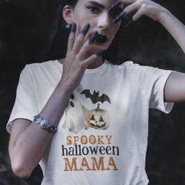 Oranje Black Ghost Spooky Halloween Mama T-shirt