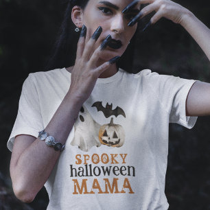 Oranje Black Ghost Spooky Halloween Mama T-shirt