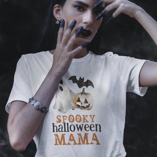Oranje Black Ghost Spooky Halloween Mama T-shirt