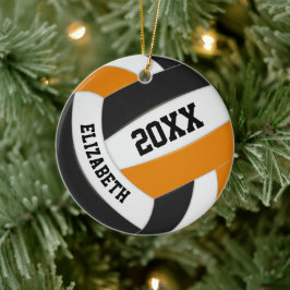 Oranje black girls boys team volleybal keramisch ornament