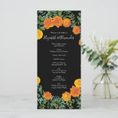 Oranje Black gothic Peony Roos Wedding Programs Menu (Staand voorkant)