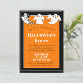 Oranje Black Halloween Party Floating Ghost Custom Kaart (Staand voorkant)