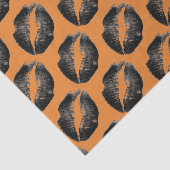 Oranje Black Pattern Lips Halloween party Tissuepapier (Detail)