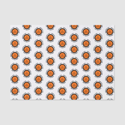 Oranje Black Pattern Modern Happy Halloween Tissuepapier (Voorkant)