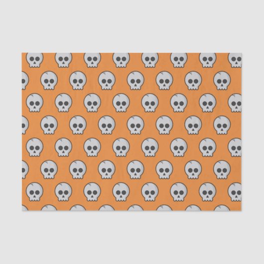 Oranje Black Pattern skull Halloween party Tissuepapier (Voorkant)