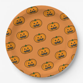 Oranje Black Pumpkin Pattern Halloween Party Papieren Bordje
