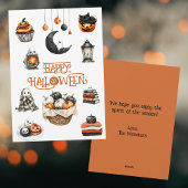 Oranje Black Pumpkins Ghosts Happy Halloween Feestdagenkaart