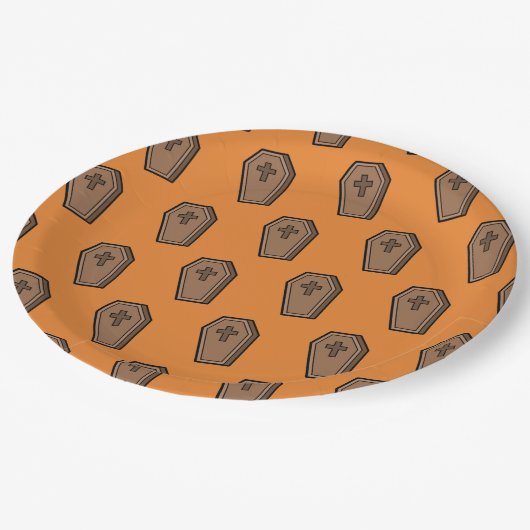 Oranje Black RIP Pattern Halloween Party Papieren Bordje (Gekanteld)