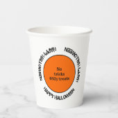 Oranje Black Scary Spooky Modern Happy Halloween Papieren Bekers (Achterkant)