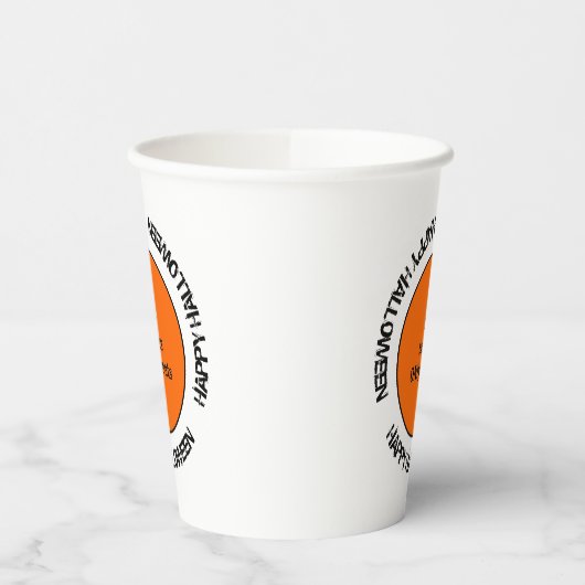 Oranje Black Scary Spooky Modern Happy Halloween Papieren Bekers (Links)