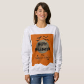 Oranje Black Spooky Bats Modern Happy Halloween Trui (Voorkant volledig)