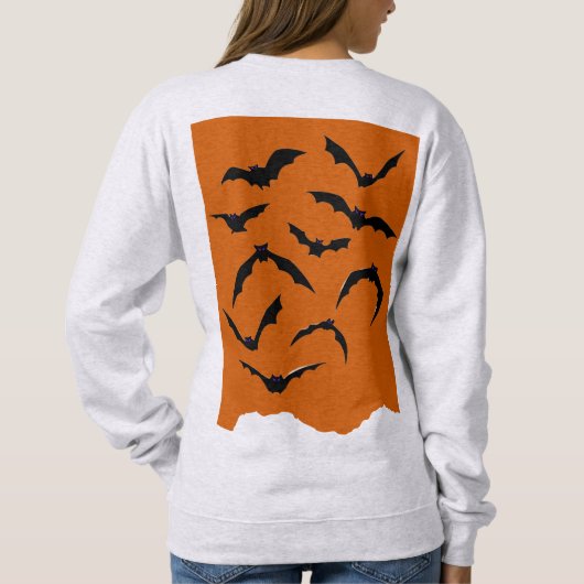 Oranje Black Spooky Bats Modern Happy Halloween Trui (Achterkant)